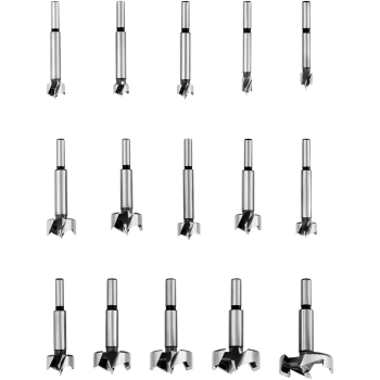Zestaw wierteł sękowników Forstnera do drewna płyt gk HRC50 dł. 90 mm śr. 10-50 mm - 15 szt.
