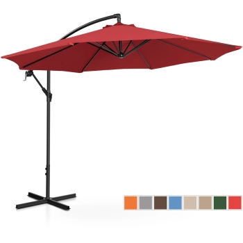 Parasol ogrodowy na wysięgniku okrągły uchylny śr. 300 cm bordowy