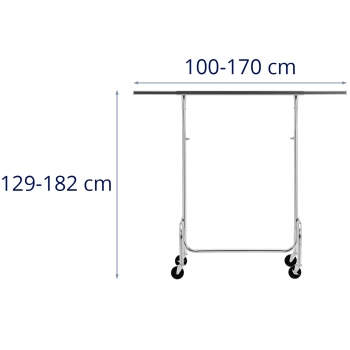 Wieszak na ubrania stojący na kółkach regulowany 100-170 cm