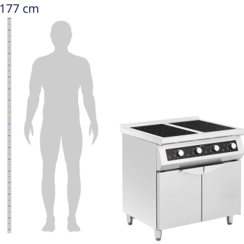 Kuchnia indukcyjna wolnostojąca z szafką 4 palniki 400 V 17000 W