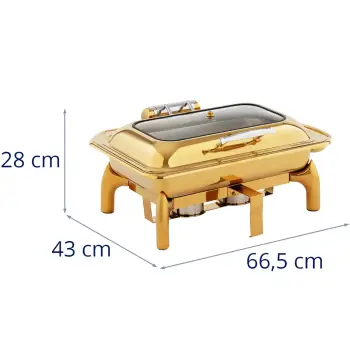 Podgrzewacz do potraw bufetowy na pastę z okienkiem GN 1/1 9 l - złoty