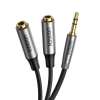 Rozdzielacz na 2x przewód kabel AUX 3.5mm mini jack 0.2m czarny