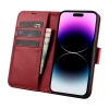 2w1 etui skórzany pokrowiec z klapką iPhone 14 Pro Max Anti-RFID Wallet Case czerwony