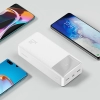 Bipow powerbank z wyświetlaczem 30000mAh kabel USB-A microUSB 0.25m biały