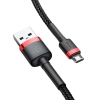 Wytrzymały nylonowy kabel przewód USB microUSB 2A 3M czarno-czerwony