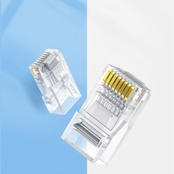 Wtyczka końcówka RJ45 8P8C Cat 6 przezroczysta ZESTAW 100szt