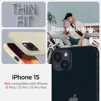 Etui ochronne do iPhone 15 Thin Fit beżowe