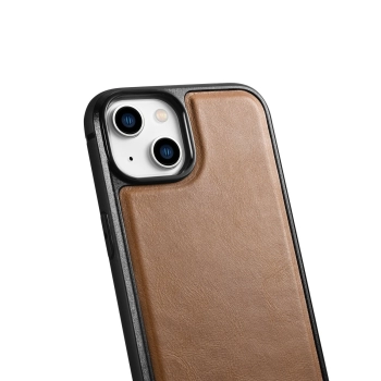 Etui pokryte naturalną skórą do iPhone 14 Plus Leather Oil Wax jasny brąz