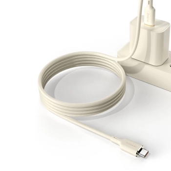 Kabel przewód wzmacniany SR USB-C - USB-C 100W 2m beżowy