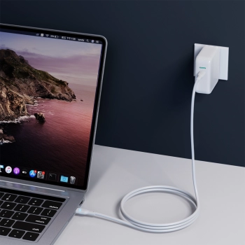 Kabel przewód USB-C z diodą LED 100W 2m biały