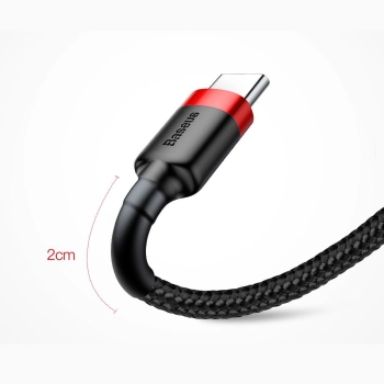 Wytrzymały nylonowy kabel przewód USB USB-C QC3.0 2A 3M czarno-czerwony