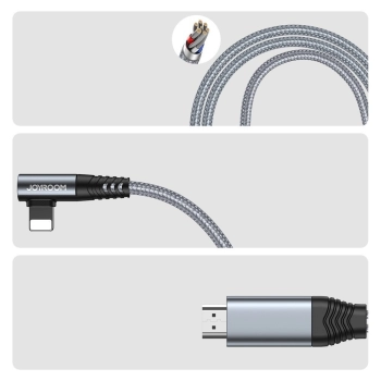 Przejściówka adapter do iPhone z Lighning na HDMI 4K USB gray