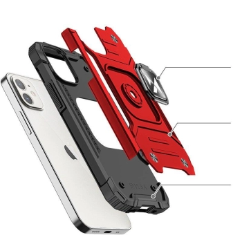 Etui pancerny pokrowiec do iPhone 14 uchwyt magnetyczny Ring Armor czerwony