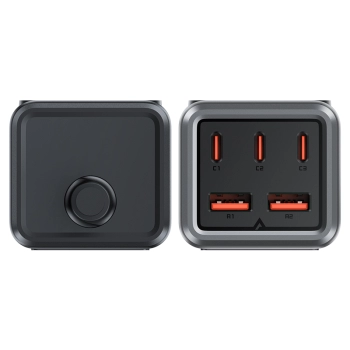 Ładowarka biurkowa stacja ładowania Z2 GaN 75W PD 3x USB-C 2x USB-A czarno-szara