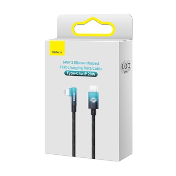 Kątowy kabel przewód Power Delivery z bocznym wtykiem USB-C Iphone Lightning 1m 20W niebieski