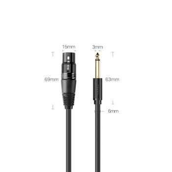 Kabel audio przewód do mikrofonu XLR (żeński) - 6.35mm jack (męski) 5m