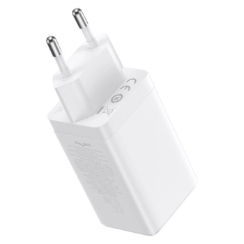 Szybka ładowarka sieciowa GaN 2x USB-C USB 65W + kabel USB-C biała