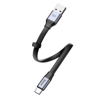 Simple płaski kabel przewód USB USB-C 5A 40W Quick Charge 3.0 QC 3.0 23cm szary