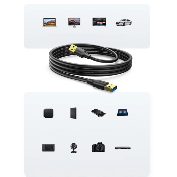 Kabel przewód USB - USB 3.2 3m czarny