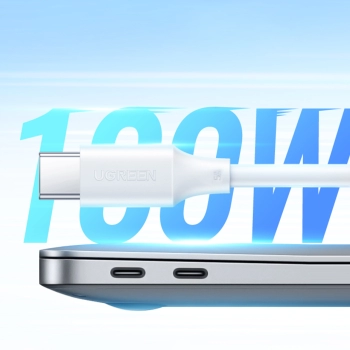 Kabel przewód USB-C PD QC 100W 5A 480Mb/s 0.5m biały