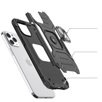 Pancerne etui pokrowiec + magnetyczny uchwyt iPhone 13 Pro Max Ring Armor srebrny