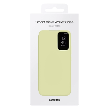 Etui pokrowiec z klapką okienkiem portfel na kartę Galaxy A34 5G Smart View Wallet limonkowe