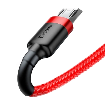 Wytrzymały elastyczny kabel przewód USB microUSB QC3.0 2.4A 1M czerwony