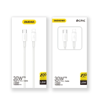 Kabel przewód do iPhone USB-C - Lightning 30W PD 1m biały