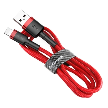 Wytrzymały nylonowy kabel przewód USB - iPhone Lightning QC3 3m - czerwony