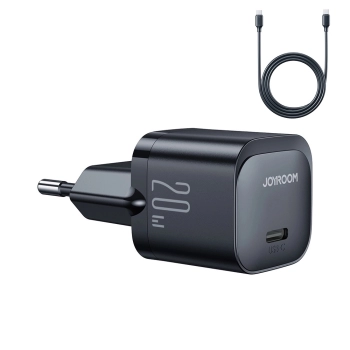 Ładowarka sieciowa USB-C PD 20W + kabel USB-C JR-TCF02 czarna