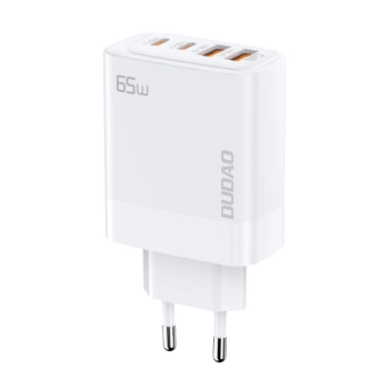 Ładowarka sieciowa GaN 2x USB-A / 2xUSB-C PD 65W biała