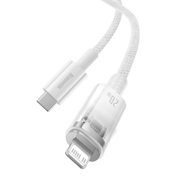 Kabel przewód w oplocie do iPhone Explorer Series USB-C - Lightning 20W 1m biały