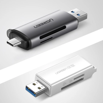 Uniwersalny czytnik kart SD micro SD na USB 3.0 i USB-C 3.0 szary