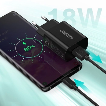 Szybka ładowarka sieciowa QuickCharge 3.0 18W 3A + kabel USB 1m czarny