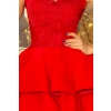 200-4 CHARLOTTE - ekskluzywna sukienka z koronkowym dekoltem - CZERWONA-6