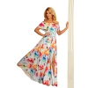 194-1 Długa suknia z hiszpańskim dekoltem - kolorowe malowane kwiaty-5