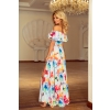 194-1 Długa suknia z hiszpańskim dekoltem - kolorowe malowane kwiaty-2