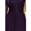 210-2 NICOLLE - sukienka z dłuższym tyłem z koronkowym dekoltem - GRANATOWA-6