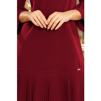 228-4 LUCY - plisowana wygodna sukienka - BORDOWA-5