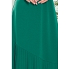 308-1 KARINE - trapezowa sukienka z asymetryczną plisą - ZIELONA-5