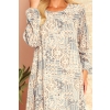 319-2 HANNAH szyfonowa sukienka z dekoltem na plecach - beżowo-niebieski wzór BOHO-7