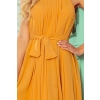 350-3 ALIZEE - szyfonowa sukienka z wiązaniem - kolor MIODOWY-9