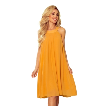 350-3 ALIZEE - szyfonowa sukienka z wiązaniem - kolor MIODOWY-11