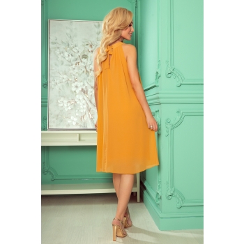 350-3 ALIZEE - szyfonowa sukienka z wiązaniem - kolor MIODOWY-2