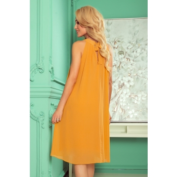 350-3 ALIZEE - szyfonowa sukienka z wiązaniem - kolor MIODOWY-4