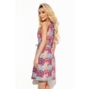 377-1 Trapezowa sukienka z dekoltem - różowo-niebieskie MANDALE-4