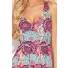377-1 Trapezowa sukienka z dekoltem - różowo-niebieskie MANDALE-7