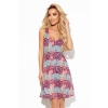 377-1 Trapezowa sukienka z dekoltem - różowo-niebieskie MANDALE-1