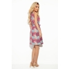 377-1 Trapezowa sukienka z dekoltem - różowo-niebieskie MANDALE-2
