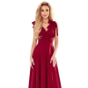 405-1 ELENA Długa suknia z dekoltem i wiązaniami na ramionach - BORDOWA-7